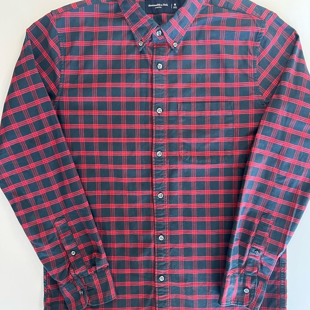 Abercrombie & Fitch Red and Black Plaid Shirt